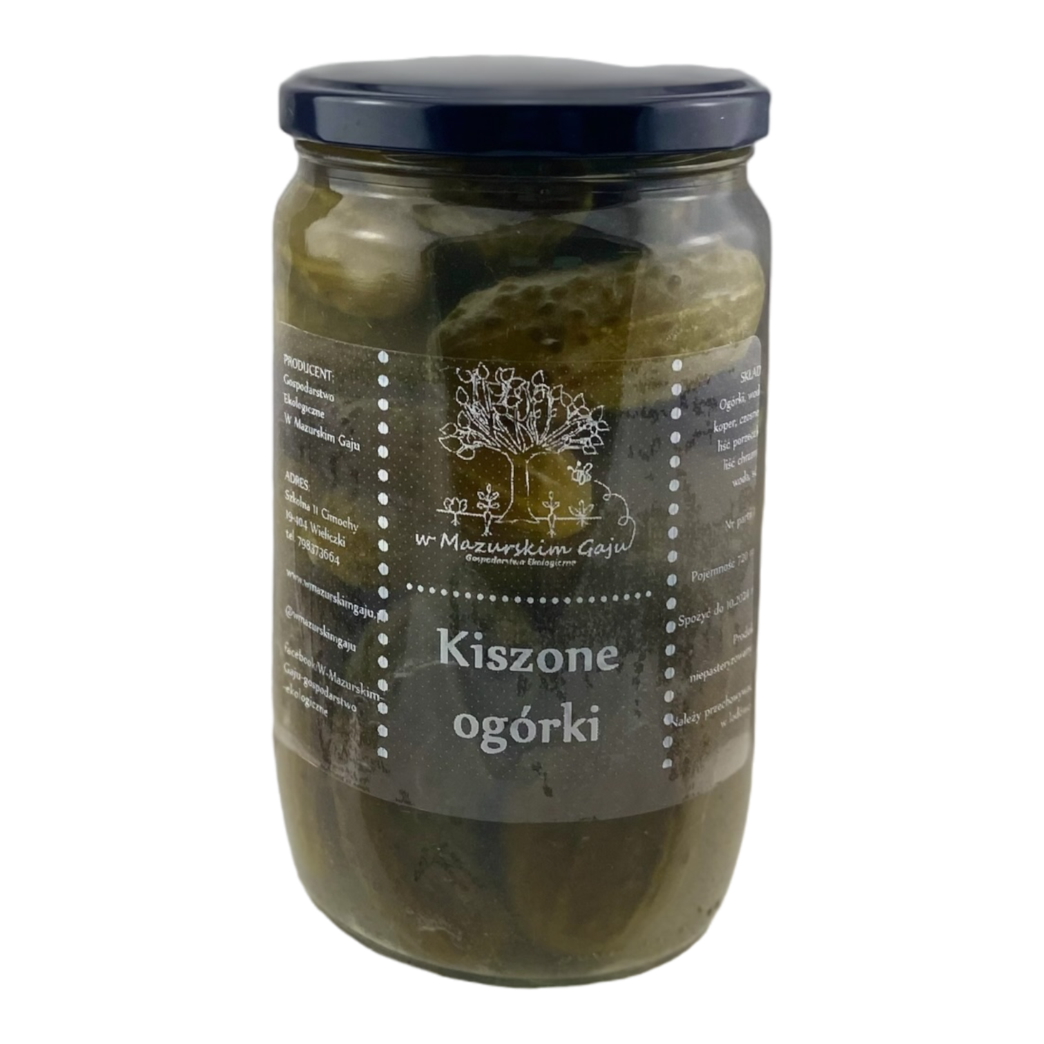 Kiszone ekologiczne ogórki gruntowe 720 ml